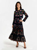 Elegant Backless Printed Layered Chiffon Flowing Maxi Dress
