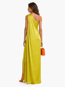Asymmetrical-Neck Off-Shoulder A- Line Dress