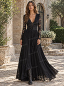 Sexy Lace Panel High Slit Maxi Dress