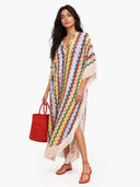 Exquisite Multicolor Chevron Fringe Kaftan Maxi Dress
