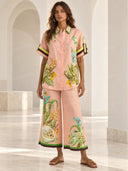 Papaya Garden Print Oversized Shirt
