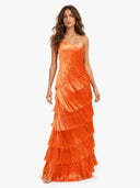 Elegant One-Shoulder Backless Tiered Fringe Maxi Dress