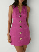 Elegant V-Neck Button Front Mini Dress