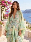 Unique Floral Print V Neck Oversized Midi Dress