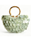 Bamboo Handle Shell Disc Statement Handbag