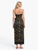 Exquisite Printed Satin Maxi Dress