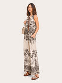 Bohemian Vintage Print Sleeveless Two-Piece Set
