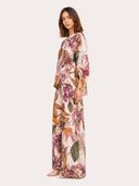 Romantic Floral Print Lace-Trim Two-Piece Set
