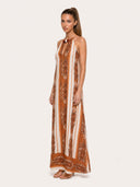 Boho Leaf Print Sleeveless Dress