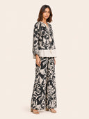 Monochrome Tropical Print Two-Piece Lounge Set