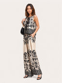Bohemian Vintage Print Sleeveless Two-Piece Set