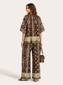 Bohemian Paisley Print Flowy Two-Piece Lounge Set
