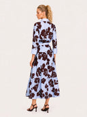 Elegant Floral Print Belted Maxi Shirt Dress