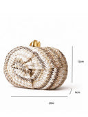 Rainbow Multicolor Braided Oval Hard-Shell Evening Handbag