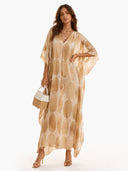 Exquisite Geometric Print Loose Batwing Kaftan Dress