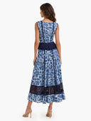 Floral Print Square Neck Peplum Lace Trim Two-Piece Set