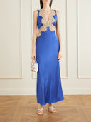 Lace-Trimmed Satin Midi Slip Dress