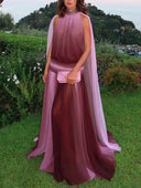Elegant Gradient Chiffon Backless Spaghetti Strap Maxi Dress