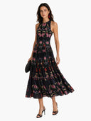 Elegant Backless Printed Layered Chiffon Flowing Maxi Dress