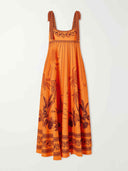 Retro Floral Print Tie-Shoulder Maxi Dress