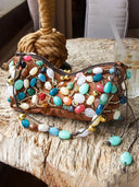 Bohemian Multicolor Stone Beaded Hobo Underarm Shoulder Bag