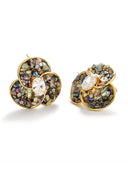 Shell Inlay Crystal Flower Stud Earrings