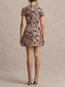 Elegant Multicolor Floral Sequin Mini Dress