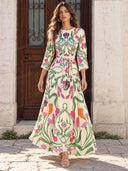 Bohemian Floral Print Loose Maxi Dress