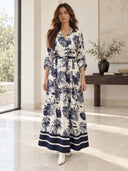 Satin Jungle Floral Print Loose Maxi Dress
