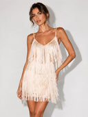 Elegant Sequin Fringe Cami Mini Dress