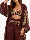 Burgundy Peacock Print 3 Piece Set