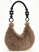 Stylish Beaded Plush Handbag
