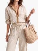 Minimalist Relaxed Button-Up Shirt & Drawstring Wide Leg Pants Set