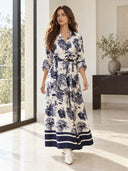 Satin Jungle Floral Print Loose Maxi Dress