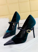 Buckle Strap Cap Toe Stiletto Pumps