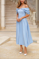 Elegant Off-the-shoulder Draped Maxi Dress