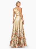 Elegant One-Shoulder Satin Crop Top & Floral Print Maxi Skirt Set