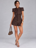 Structured Short Sleeve Tailored Romper