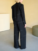 Modern Draped Cowl Neck Top & Wide Leg Pants Set