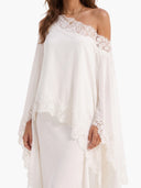 Elegant Satin Lace Shawl & Maxi Skirt Two-Piece Set