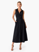 Unique Shirt Style Single-breasted Tie Midi Dress