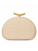 Fashion Half-Moon Woven Straw Clutch Bag