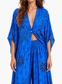Boho Print Deep V-Neck Top & Wide Leg Pants Two-Piece Set
