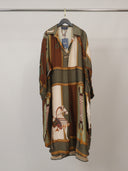 Retro Equestrian Print Shirt Midi Dress