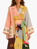 Unique Artistic Print Long Robe Style Maxi Dress
