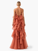 Elegant  3D Flower Ruffle Halter Maxi Dress