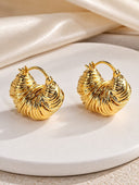 Textured Gold Chunky Hoop Earrings