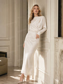 Elegant Satin Lace-trimmed Wrap Top Two-piece Set