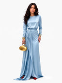 Elegant Draped Satin Maxi Dress