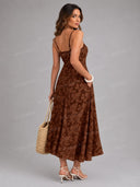 Elegant Floral Cami Maxi Dress & Long Knit Cardigan Set
